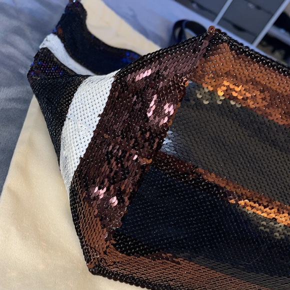 Preloved Prada sequins open tote pristine condition side pocket hardware is gold - Picture 6 of 12